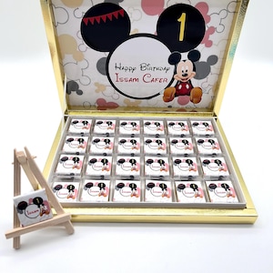 Chocolade doos gepersonaliseerd Mickey gast cadeau feest gunst kinder verjaardag snoep reep