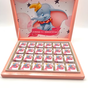Chocolade doos gepersonaliseerde dumbo gast cadeau feest gunst kinder verjaardag snoep reep