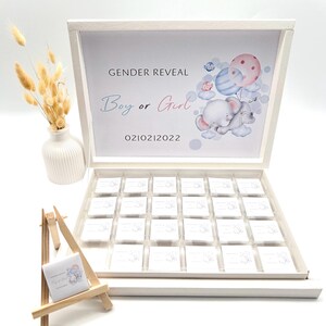 Schokobox personalisiert Boy or Girl Gender Reveal Taufe Kommunion Babyparty Geburtstag Gastgeschenk Mitgebsel Kindergeburtstag