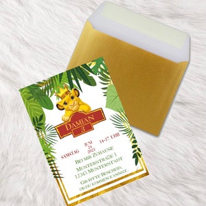 Convite cartão de convite Rei Leão Simba primeiro aniversário 1º aniversário personalizado aniversário infantil