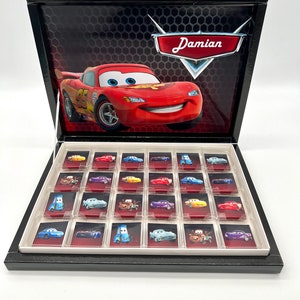 Personalisierte Schokoladenbox mit Namen – Cars – Lightning McQueen –Geschenk – Süßigkeitenbox Kindergeburtstag – Geschenkidee Mädchen/Jungs