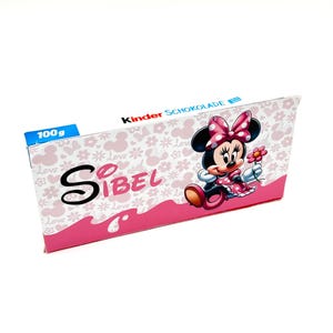 Adesivi Kinder Chocolate personalizzati per Kinder Chocolate Minnie, idee regalo per gli ospiti, adesivi di compleanno 2
