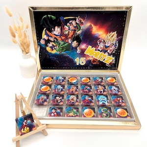 Personalizowane pudełko czekoladek – Dragon Ball Z Son Goku – Prezent na przyjęcie urodzinowe dla dzieci – Upominki na przyjęcie – Prezent w postaci batonika anime z imieniem