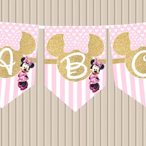 Ghirlanda Minnie catena con gagliardetto catena con nome decorazione per festa di compleanno per bambini personalizzata con nome