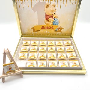 Personalized chocolate box – Winnie the Pooh – Children’s birthday party gift – Party favors – Candy bar – Gift idea with name