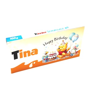 NUOVI adesivi Kinder Chocolate – 2 adesivi personalizzati per barrette Kinder – Winnie the Pooh – Buon compleanno – Bomboniera per feste
