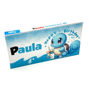Adesivi Kinder Cioccolato Pokémon Squirtle – personalizzati – 2 adesivi per barrette Kinder – Bomboniere per feste di buon compleanno