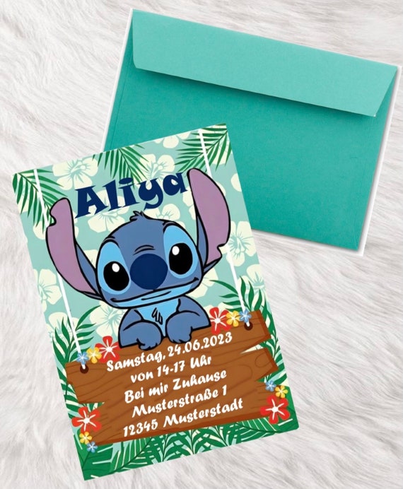 12x Stich Einladungskarten Kindergeburtstag - Mit Umschlägen Für Jungen Geburtstagsparty