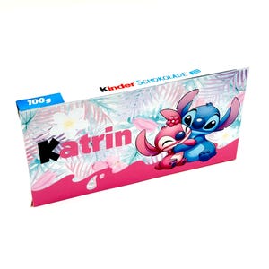 Adesivi Kinder Chocolate, adesivi Stitch&Angel personalizzati, 2 adesivi per bambini, idee regalo per feste di compleanno