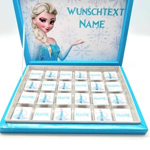 Schokobox personalisiert – Elsa Frozen – Gastgeschenk Kindergeburtstag – Mitgebsel – Candybar – Geschenkidee Eiskönigin mit Namen