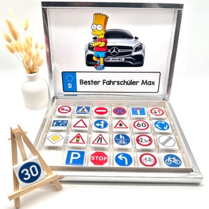 Scatola di cioccolatini personalizzata Bart Simpson scuola guida patente di guida istruttore di guida studente idea regalo esame di cioccolato