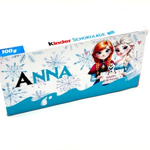 Adesivi Kinder Cioccolato Elsa e Anna Frozen Adesivi Buon Compleanno 2 Adesivi Personalizzati per Kinder Cioccolato