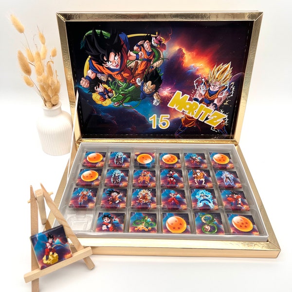 Boîte à chocolat personnalisée Dragon Ball Z Son Goku cadeau invité sac de fête anniversaire barre chocolatée