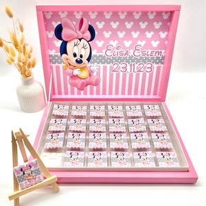 Chocolate box personalized Baby Minnie guest gift party favors children's birthday candy bar