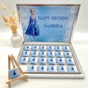 Gepersonaliseerde chocolade doos – Elsa Ice Queen / Frozen – bedankjes, kinderfeestje, chocoladereep, verjaardagsfeestje