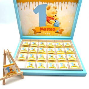Schokobox personalisiert Winnie Puuh – Gastgeschenk Kindergeburtstag – Mitgebsel – Candybar – Geschenk mit Namen Schokolade – Pralinen