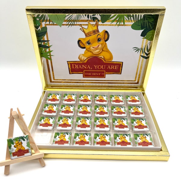 Schokobox personalisiert König der Löwen Simba Gastgeschenk Mitgebsel Kindergeburtstag Candybar