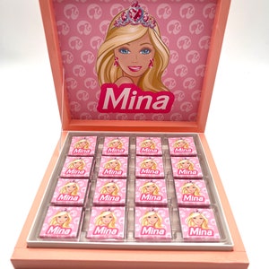 Chocolate box personalized Barbie guest gift party bag children's birthday candy bar