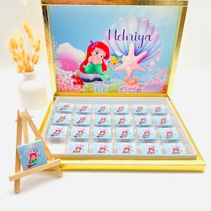 Chocolate box personalized Baby Ariel Mermaid Princess chocolate personalized guest gift party favor children&#39;s birthday candy bar