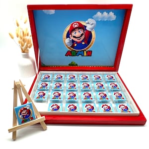 Schokobox Super Mario personalisiert – Geschenk Kindergeburtstag – Mitgebsel Candybar – Gastgeschenk Gamer Motto-Party