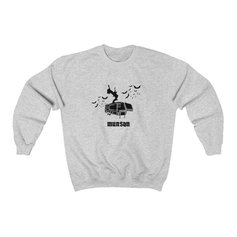 Eddie Munson Crewneck Sweatshirt Guitar Sweatshirt Bat Sweatshirt ST 4 Vintage Fandom Gift TV Series Gift Crewneck Sweatshirt Eddie Gift image 4