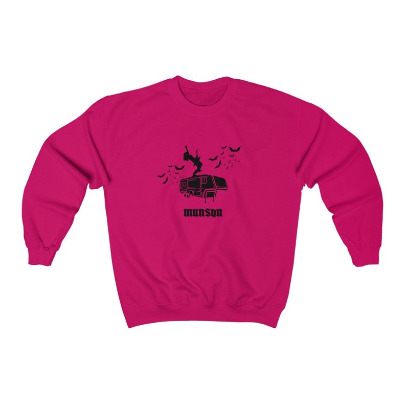 Eddie Munson Crewneck Sweatshirt Guitar Sweatshirt Bat Sweatshirt ST 4 Vintage Fandom Gift TV Series Gift Crewneck Sweatshirt Eddie Gift Heliconia
