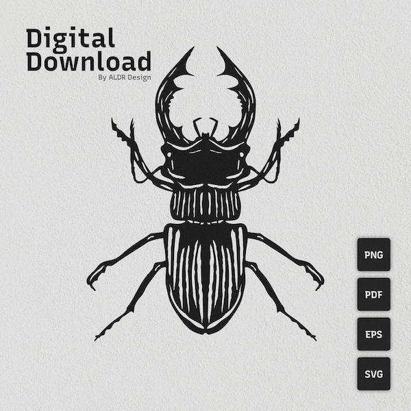 Stag Beetle SVG Template | Papercut Design | Cricut, Silhouette, Glowforge and Hand Cutting | .svg/png/pdf/jpg | Clipart