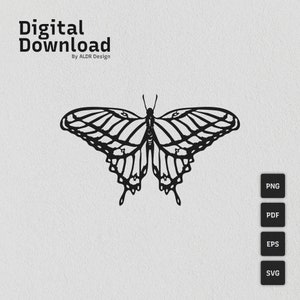 Butterfly SVG Template | Papercut Design | Cricut, Silhouette, Glowforge and Hand Cutting | .svg/png/pdf/jpg | Clipart