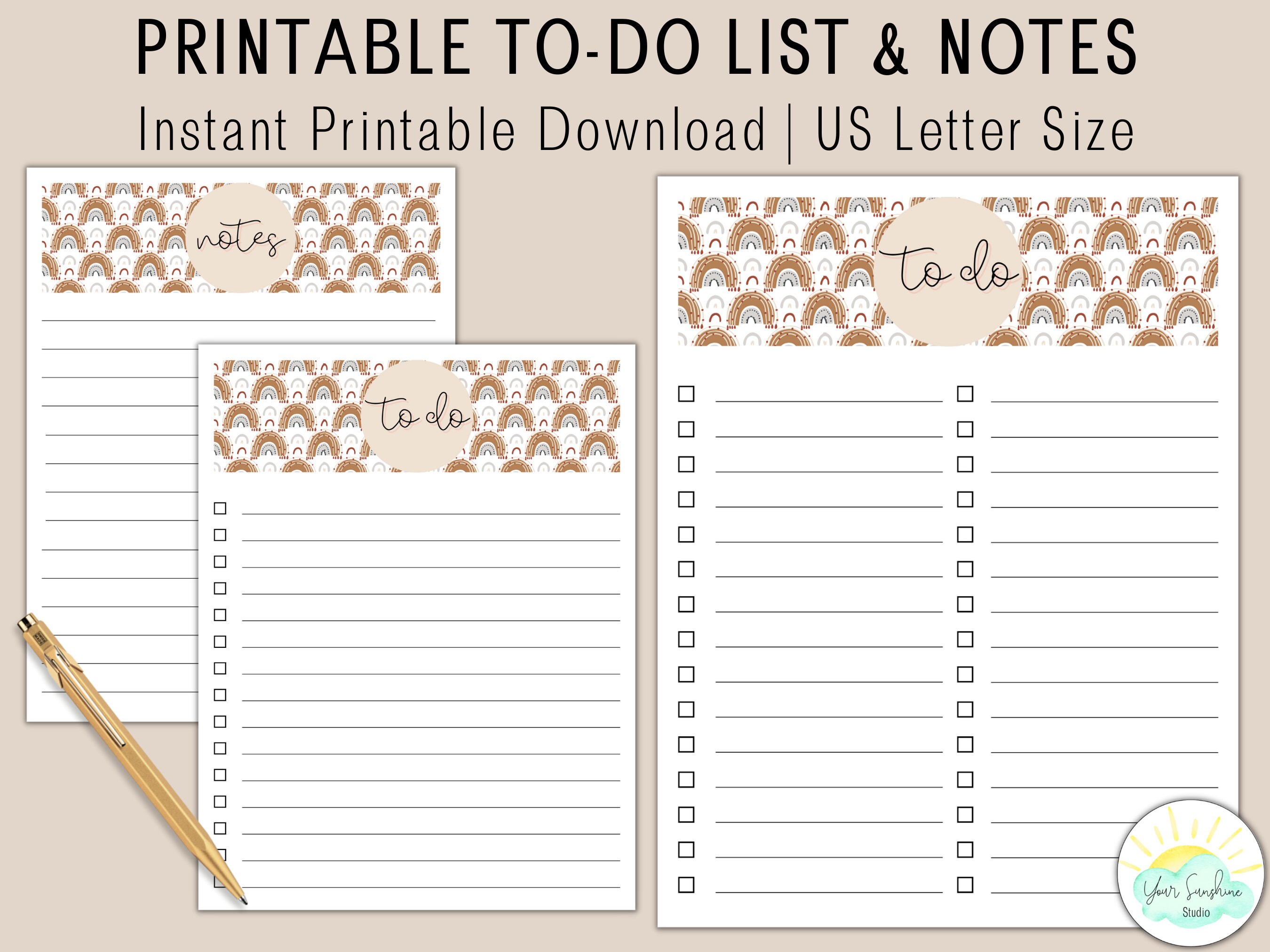 Boho Rainbow to Do List Printable | Rainbows Digital Download To-do ...