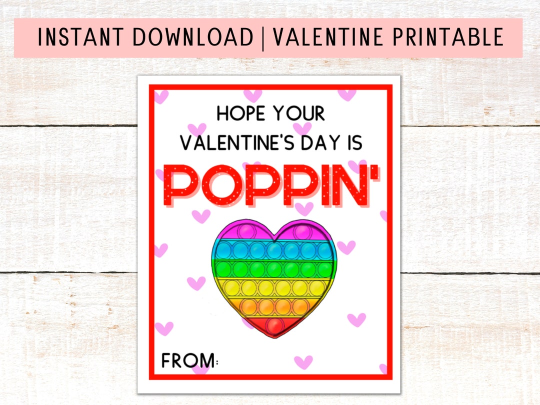 Pop It Valentine Printable School Valentines Day Cards For Kids Instant Download Poppin Etsy