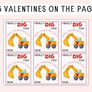 Excavator Valentine Printable | School Valentines Day Cards for Kids ...