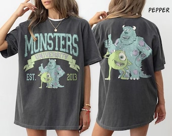 Two-Sided Vintage Monsters University Comfort Colors Shirt, Monster Inc Shirt, Mike and Sully Shirt, Pixar Movie Shirt, Disney Family Shirts