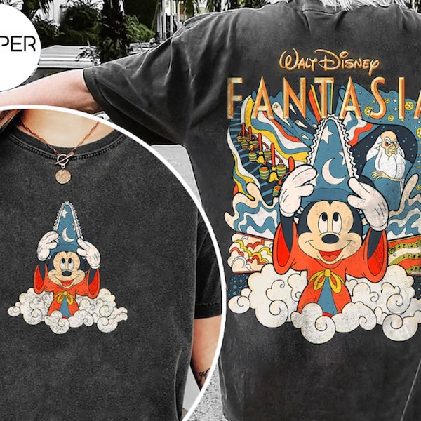 Vintage 2-Sided Mickey Mouse Fantasia Est 1940 Shirt, Magical Place Shirt, Fantasia Sorcerer Mickey Shirt, Disneyworld Tee, Disneyland Shirt