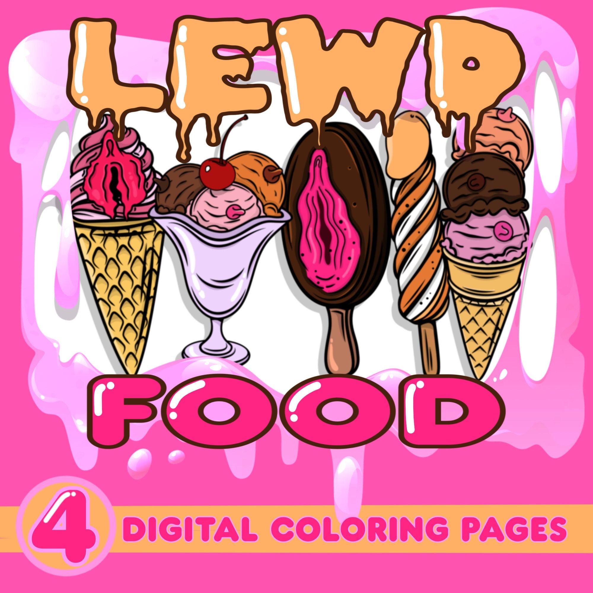 Lewd Food 4 Digital Coloring Pages, Printable, Downloadable, NSFW ...