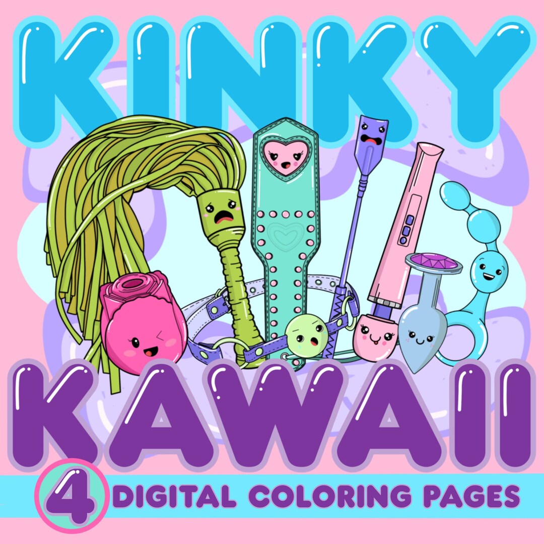 Kinky Kawaii-4 Printable Coloring Pages, Digital Download Coloring Book ...