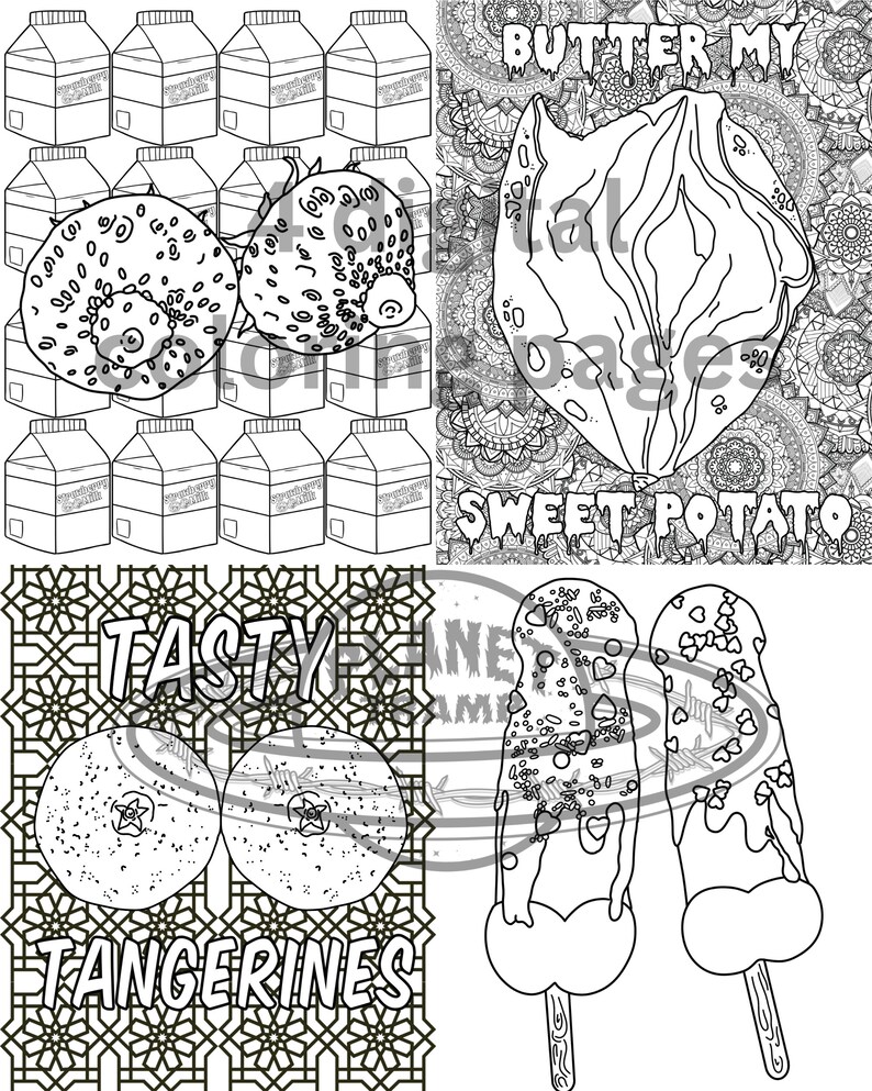 Lewd Food 4 Digital Coloring Pages, Printable, Downloadable, NSFW ...