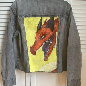 Custom Hand Painted Dragon Jean Jacket