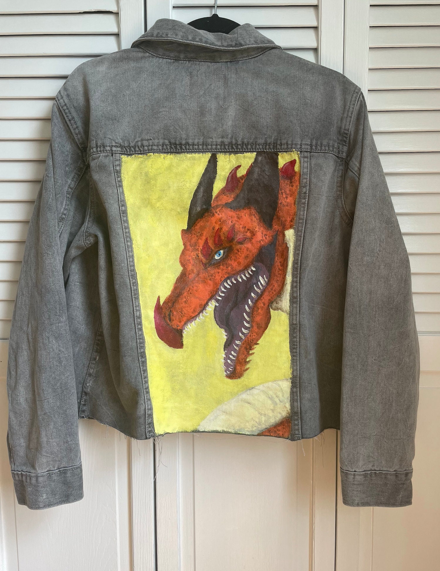 Custom Hand Painted Dragon Jean Jacket
