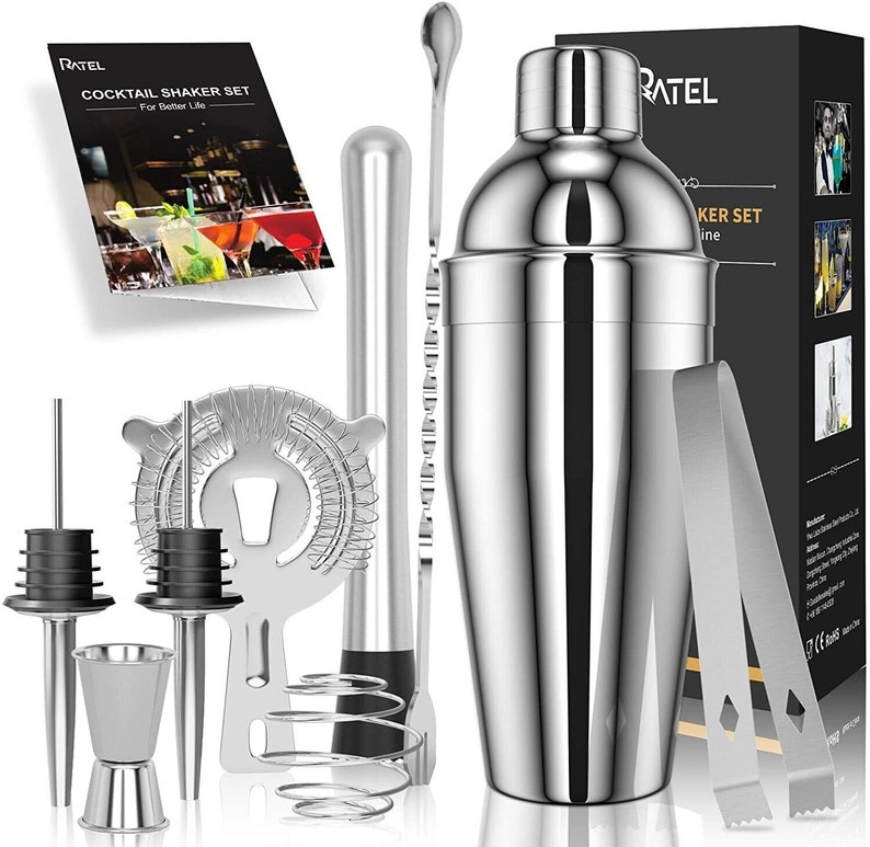 17 Pcs Cocktail Making Set, Stainless Steel Cocktail Shakers Set