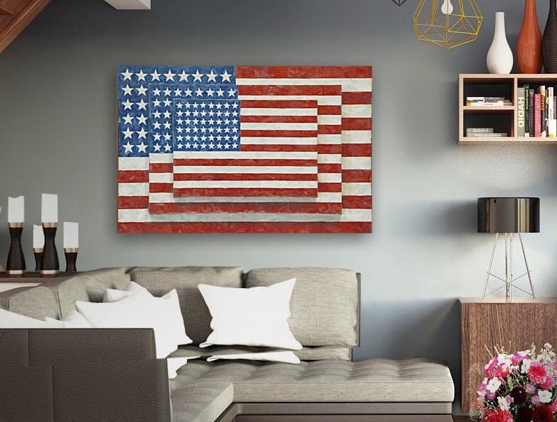 Jasper Johns /three Flags 1958/canvas Print/art/home Etsy