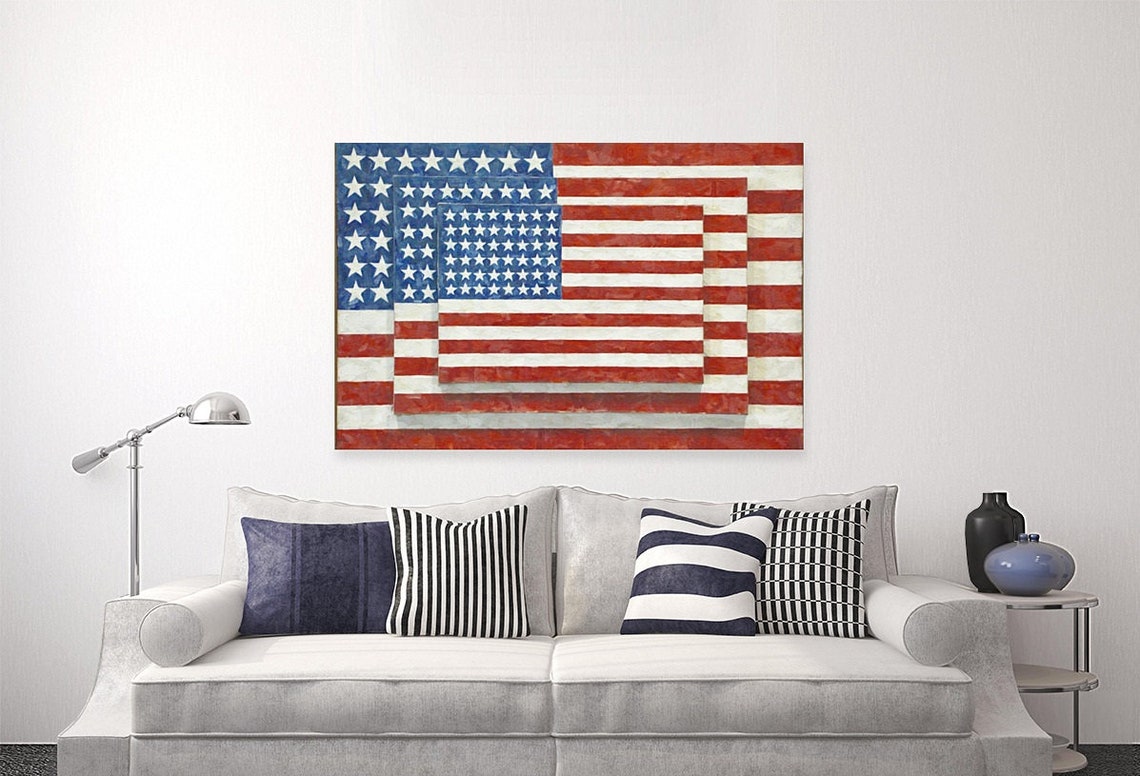 Jasper Johns /three Flags 1958/canvas Print/art/home Etsy