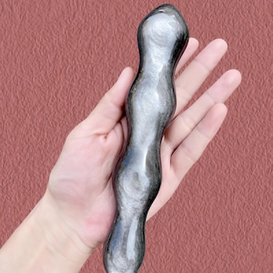 Natural Silver Obsidian Massage Wand | Crystal Healing Wand, Crystal SPA Wand | Premium Face & Back Massage Tool | Luxurious Healing Gift