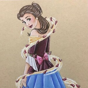 Stampa di trasformazione del costume di Belle su carta per belle arti