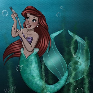 Ariel and a Dinglehopper Print on Fine Art Paper