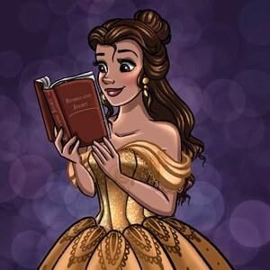 Belle Reading A Book Print on Fine Art Paper
