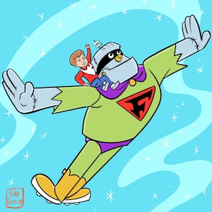 Frankenstein Jr and Buzz Conroy Print on Fine Art Paper
