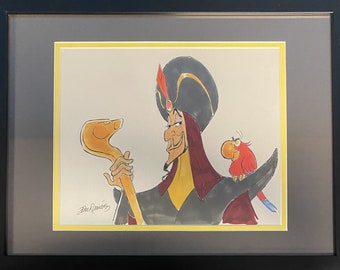 Jafar and Iago I Original Drawing By Animator John Ramirez Framed