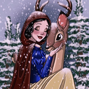 Impresión de Blancanieves de invierno en papel de bellas artes