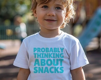 Probably Thinking About Snacks, Youth Short Sleeve Tee, Kid Life, Funny Kids Shirt, Vacation Kids Tee, Back To School Tees, Kids Top