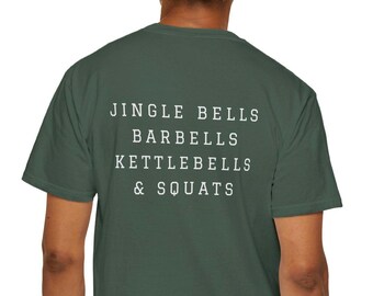 Comfort Colors®, Santa's Favorite Gym Guy, Jingle Bells, Barbells, Kettlebells, Lift Top, Weightlifting Shirt, Funny Gym Shirt